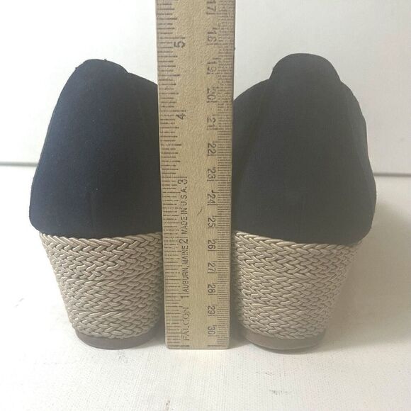 Karen Scott Navy Blue Fabric Cutout Glitter Slip On Comfort Wedges Women's 9.5 M - Picture 8 of 11